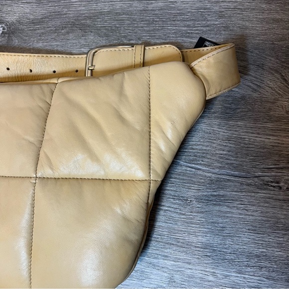 NWT Stylism Denmark brand soft leather oversized crossbody bag quilted tan - Picture 10 of 16